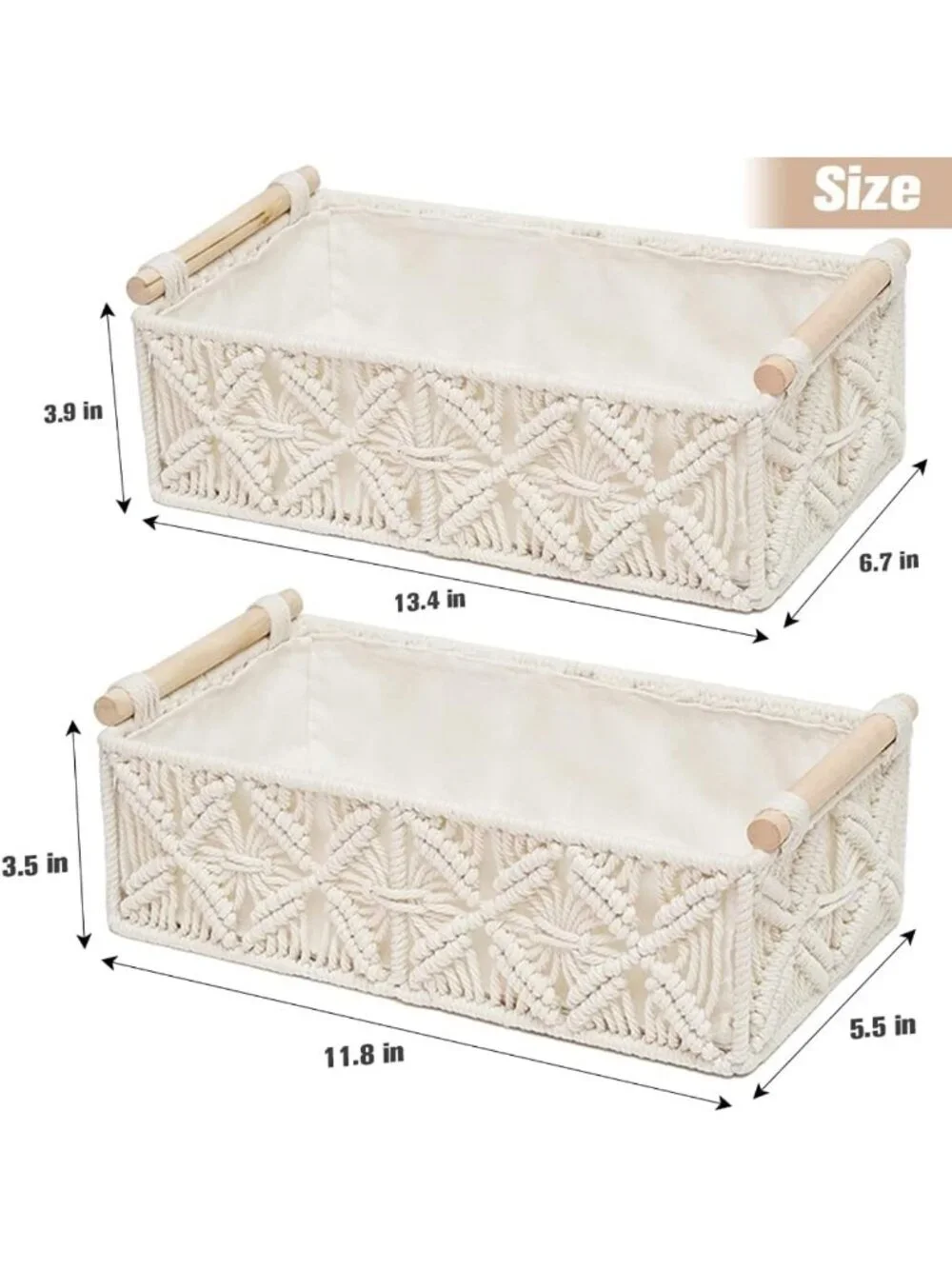 Boho Chic Storage Basket for Toilet Paper & Home Organization - White Decor